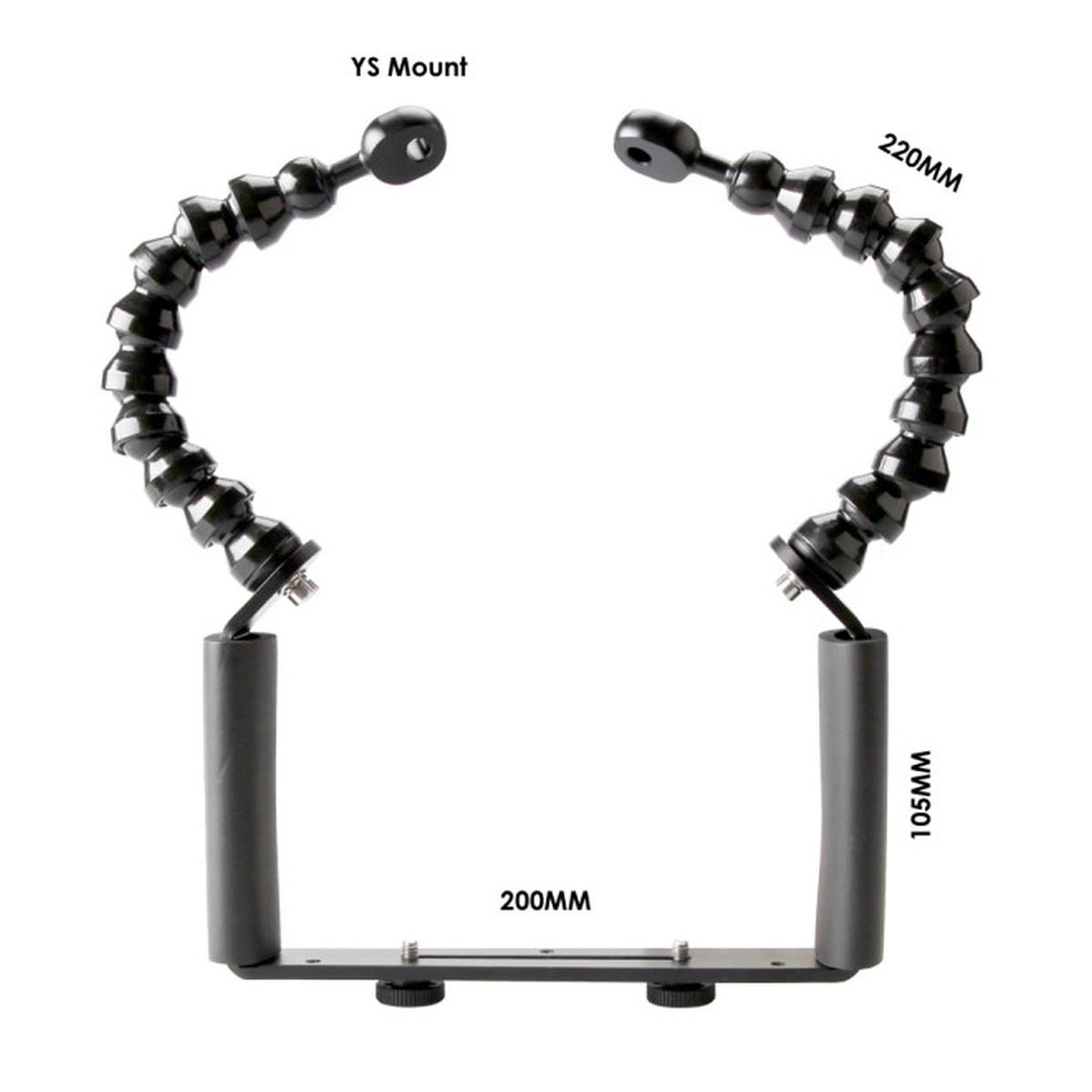 Base compatta con doppio braccio flex per Action Cam